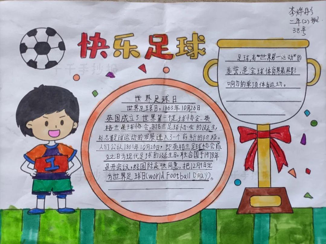 二年級足球手抄報繪畫（我館聯合京溪小學開展“走進足球世界·共創足球文化”手抄報活動）
