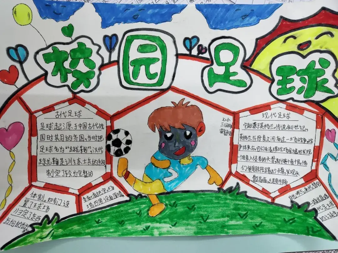 二年級足球手抄報繪畫（阜南孩子們的足球手抄報，必須點贊，趕緊來看看有多贊吧）