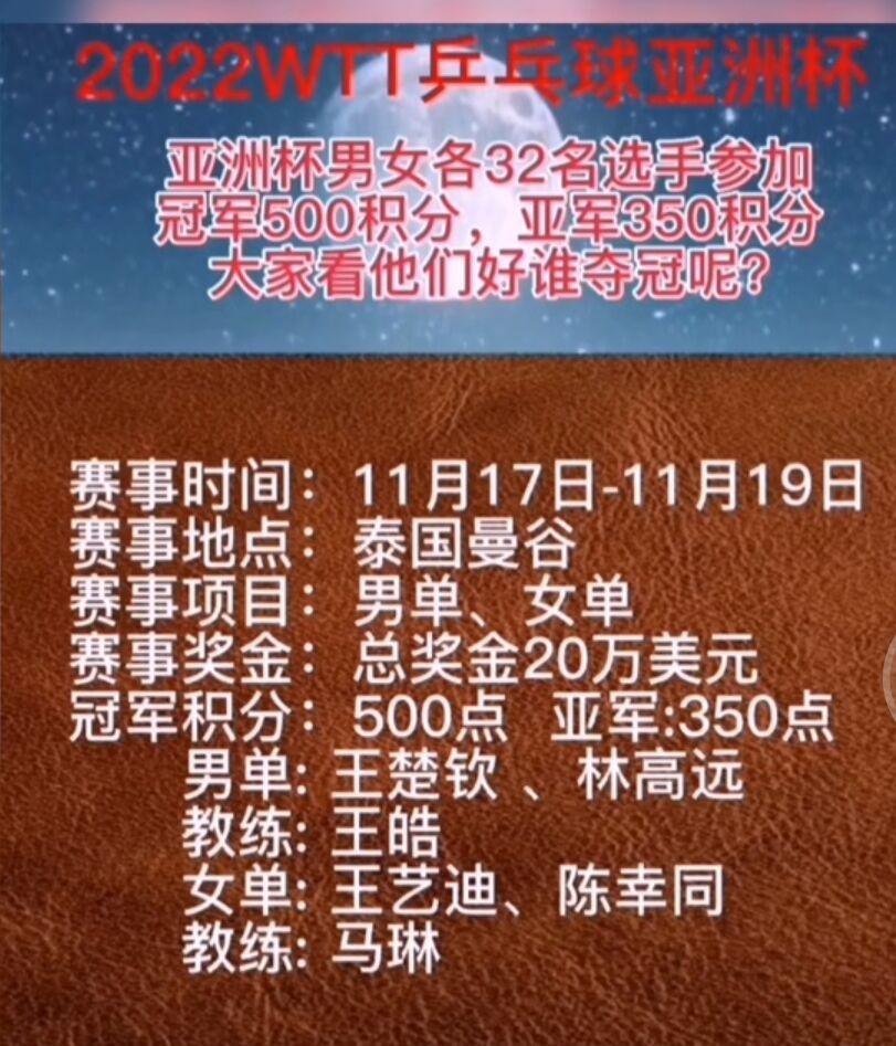 乒乓球賽程直播哪里看（乒乓球亞洲杯17日開戰(zhàn)，直播方式公布無央視，林高遠四國手都出場）