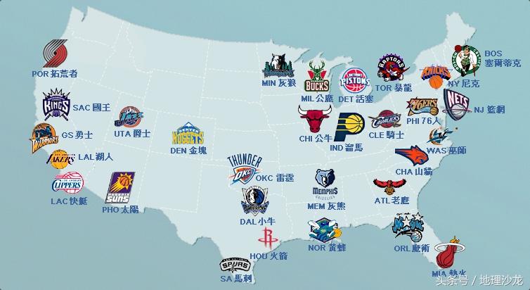 nba位置縮寫各代表什么（美國NBA球隊名字中蘊含的地理知識（二））